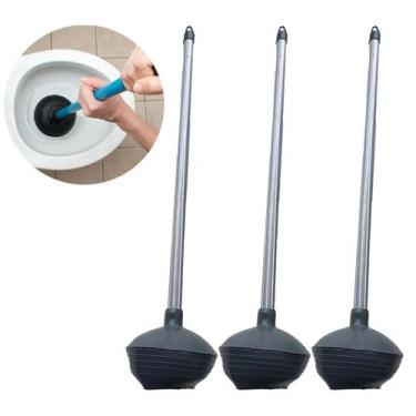 Imagem de Kit 9 Unidades Desentupidor de WC COM CABO 60cm Vaso Sanitário Por Suc