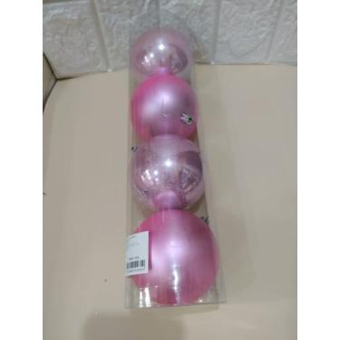 Imagem de BOLA NATAL EM TUBO MISTA PEROLADA C/ 4 UND (ROSA CLARO) 8cm - D&A