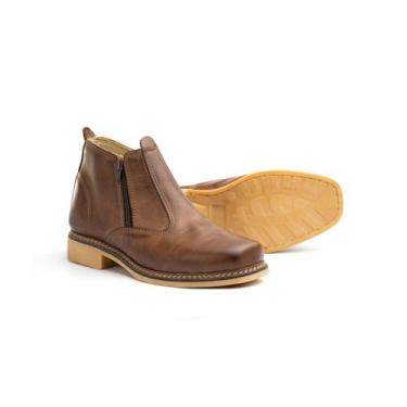 Imagem de Botina bota masculina bico quadrado fechamento zíper country rodeio ru