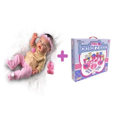 Imagem de Kit Boneca Reborn Menina Olhos Azuis + Meu Jantarzinho - Big Star e Mi
