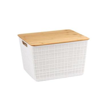 Imagem de Caixa Organizadora com Tampa de Bambu 18l Oikos BRANCO