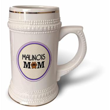 Imagem de 3dRose Caneca Mom-Belga Malinois com estampa de pata de raça de cachorro Mamãe cachorrinho amante orgulhoso dono de animais de estimação - Caneca Stein, 510 g (STN_151692_1), 623 g, branca