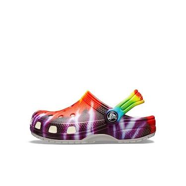 Imagem de Crocs Tamanco infantil clássico tie dye (bebê/criança pequena/criança grande), Tie Dye arco-íris, 24