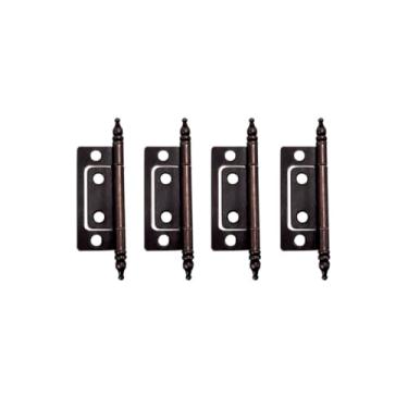 Imagem de QCAA Dobradiça de aço durável sem encaixe com pinos finais, para peito, caixa, móveis de armário vintage, 5 x 2,3 cm, bronze clássico envelhecido, feito em Taiwan, pacote com 4