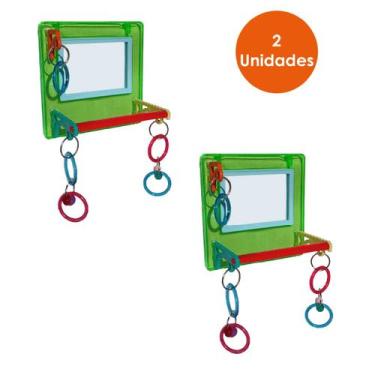 Imagem de 2 Unidades Brinquedo Multiplay Diversão c/ Poleiro e Espelho Bird Toy 