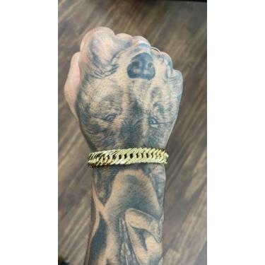 Imagem de Pulseira ello triplo 11mm 21cm banhada em ouro18k - Hm joias