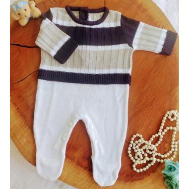 Imagem de Saída Maternidade Tricô listra azul ki1 - locomotiva, Azul, rn