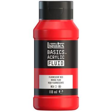 Imagem de Tinta Acrílica Liquitex Basics Fluid 118ml Fluorescent Red, Fluid