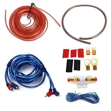 Imagem de Kit de alto-falante para sistema de áudio automotivo 10 Gauge Amp 1500W Auto Subwoofer Amplificador de instalação Cabo de fiação