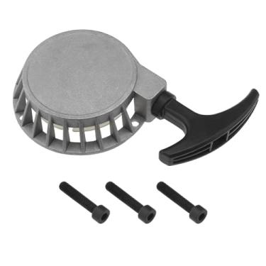 Imagem de YINETTECH Mini liga de recuo de arranque, peça de arranque, compatível com cortador de escova de 2 tempos 47 CC 49 cc, quadriciclo, mini motocicleta, scooter, acionador de arranque, prata