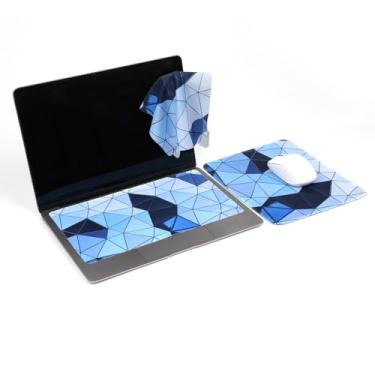 Imagem de Tscuite Conjunto de mouse pad 3 em 1 para viagem, multifuncional, proteção de teclado, pano de óculos de limpeza de tela (azul)