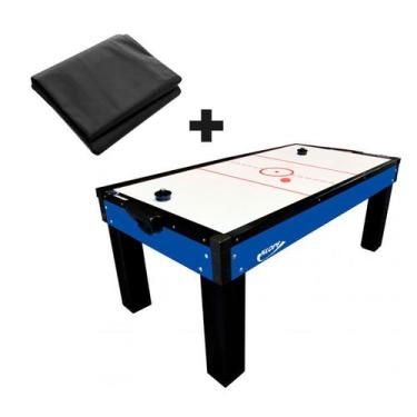 Imagem de MESA DE AERO HOCKEY COM KIT 2 Rebatedores, 2 Discos 1045 KLOPF + CAPA
