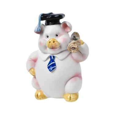 Imagem de Generic Cofrinho em Forma de Porco, Escultura Decorativa para Crianças, Chapéu Preto, Tamanho real