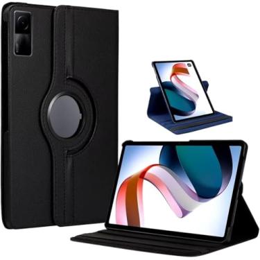 Imagem de Capa Capinha Carteira de Couro Preta Giratória Executiva Compatível Com Redmi Pad SE Tela de 11 Polegadas (Preto)