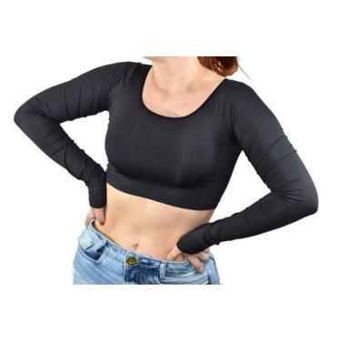 Imagem de Blusa Cropped Manga Longa Liso Gringa Fitness Academia - Fanaticos Por