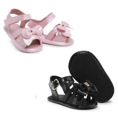 Imagem de Kit 2 Pares Tênis de bebê + Sandália Infantil Menina Verão Baby kids -