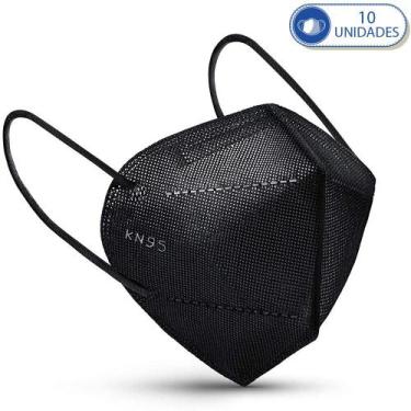 Imagem de Kit 10 Máscaras Descartáveis KN95 PFF2 Preta com Clip Nasal - Máscara 