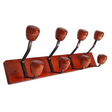 Imagem de Cabide de madeira com 4 ganchos para parede ou porta cabideiro organiz