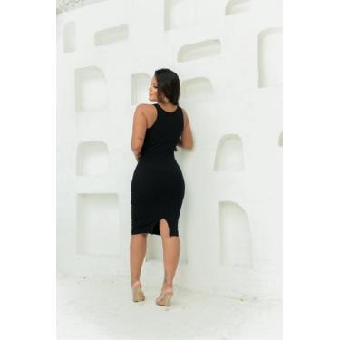 Imagem de Vestido Curto Regata Justo Básico Altura do Joelho - luh may, Preto, E