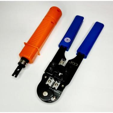 Imagem de KIT alicate CRIMPAR RJ45 8x8 + alicate PUNCH DOWN de impacto - Mastert