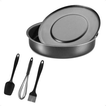Imagem de Kit Assadeira Com Fundo Removível para Bolo ou Torta Antiaderente 26Cm