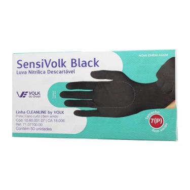 Imagem de Luva Nitrilica Descartavel Sensivolk Black 50 Unidades Tam. 7 (P) - Vo