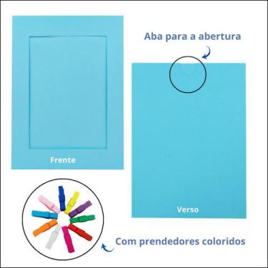 Imagem de Varal de Porta Fotos Yoss Papel c/Prend. Natural C/10, Azul