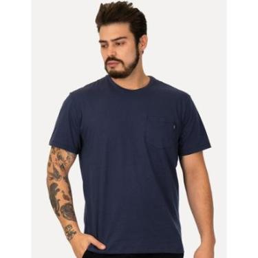 Imagem de Camiseta Colcci Masculina Cotton Lateral Tag Pocket Azul Escuro-Masculino