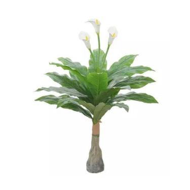 Imagem de Planta Árvore Artificial Copo-de-Leite Branco Real Toque 1m - FLORESCE