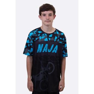 Imagem de Camiseta Masculina HUPI Naja Preto/Azul, GG, Preto, Azul