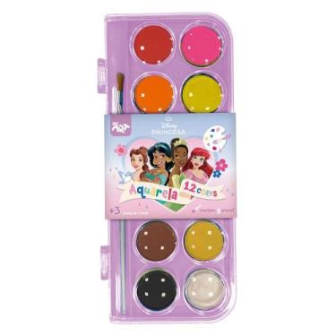 Imagem de Paleta de Tinta Princesas Aquarela 12 Cores C/ Pincel - Dac