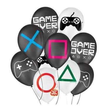 Imagem de Balão Festa Playstation Video Game 25 UNIDADES Decoração Tema Vídeo Ga