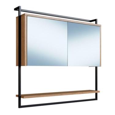 Imagem de Armario Espelheira 80 cm Com Toalheiro P1043 Mell PP Milani Store - Pl