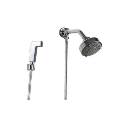 Imagem de Ducha Chuveiro ABS Cromado Redondo 5 Jatos com Ducha Manual - AMG Meta