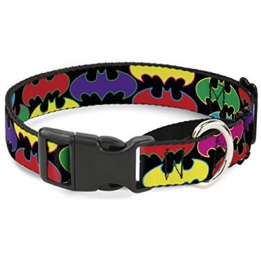 Imagem de Buckle-Down Coleira para cachorro com logotipo aleatório Batman, preta/multicolorida, 2,54 cm de largura, serve para pescoços de 38,14 cm - 66,04 cm - Grande