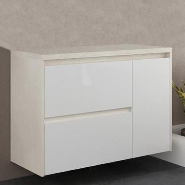 Imagem de Gabinete de Banheiro 90cm sem Cuba Ref 920 Cewal - Arenito/Branco