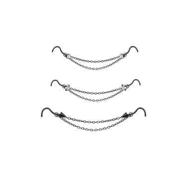 Imagem de AccGin Corrente de piercing de nariz no nariz de aço inoxidável para piercing de nariz com zircônia cúbica osso em forma de L para mulheres e homens, joias de narina com corrente de ponte, Aço