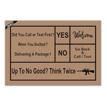 Imagem de Capacho engraçado – Did You Call Text First were You Invited Tapetes para casa, interior, entrada, exterior, tapete de boas-vindas ao ar livre, 60 cm x 40 cm