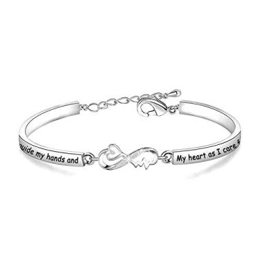 Imagem de Pulseira WUSUANED Nurse's Prayer Pulseira de amamentação Pulseira inspiradora Pulseira de amamentação Presente de joias de batimento cardíaco para estudantes de amamentação RN