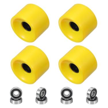 Imagem de PATIKIL Rodas de skate de 70 mm, 1 conjunto de rodas de rua de dureza 78A PU Cruiser com rolamentos 608RS para substituição de skates, amarelo