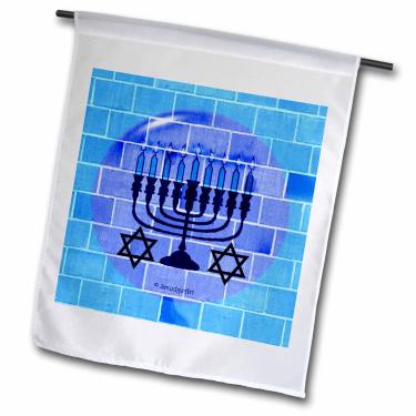 Imagem de 3dRose fl_8360_1 Bandeira de jardim em tijolos azuis Menorah, 30 x 45 cm