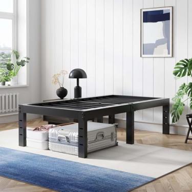 Imagem de Avenco Estrutura de cama de solteiro, plataforma de metal simples de 35,5 cm, estrutura de cama de solteiro com armazenamento embaixo da cama, sem necessidade de mola box, suporte de ripas de aço