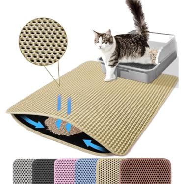 Imagem de Petinstinct Tapete de areia extra grande para gatos, 76 x 55 cm, tapete de armadilha de areia para gatos em forma de favo de mel, antiderrapante, impermeável, à prova de urina, grande tapete de caixa