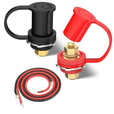 Imagem de Jamgoer Conectores de anteparo de terminal de bateria de painel de alta corrente com pino de 0,9 cm com núcleo de cobre, kit de poste de salto de carregamento com tampa para caminhão automotivo Marine