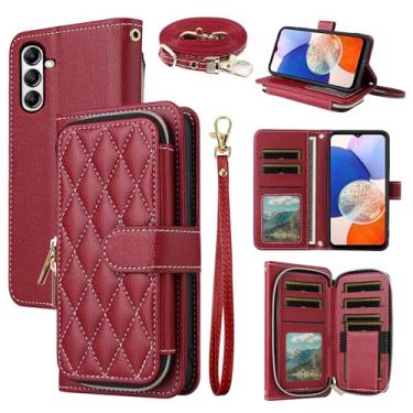 Imagem de Dswteny Argyle Capa carteira para Samsung Galaxy S24 Plus S24+ 5G com alça de ombro, suporte para cartão de crédito flip acessórios capa de celular para S24plus 24S + S 24 24+ mulheres meninas