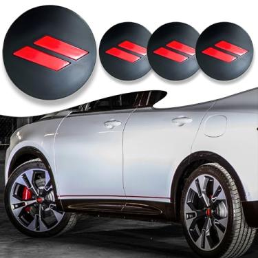 Imagem de BINQIGOO 4 Pçs 63Mm 2.5 Polegadas Slash Roda Centro Tampa Cobre Apto para Dodge Charger Durango Dart 2015-2020 Jeep/Chrysler (Preto-Vermelho)