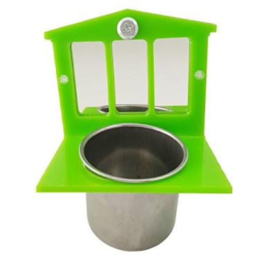 Imagem de Hypeety Tigela alimentadora de pássaros para animais de estimação, brinquedo para mastigar, copo de aço inoxidável, brinquedo de inteligência para pequenos papagaios, araras, cinzas africanas,