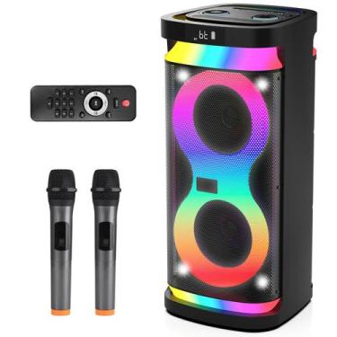 Imagem de Máquina de Karaokê Party Speaker DFTRT 40W - com 2 Microfones
