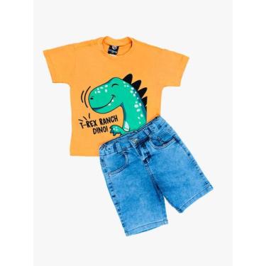 Imagem de Kit Bermuda Jeans Infantil + Camiseta Menino - Maximus, Kit 1, 4