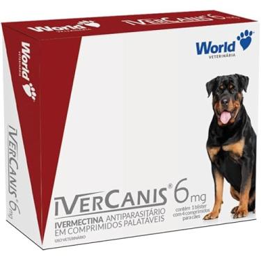 Imagem de Comprimido antiparasitário para ácaro World Ivercanis para cão até 30kg contra pulga Carrapatos 6mg